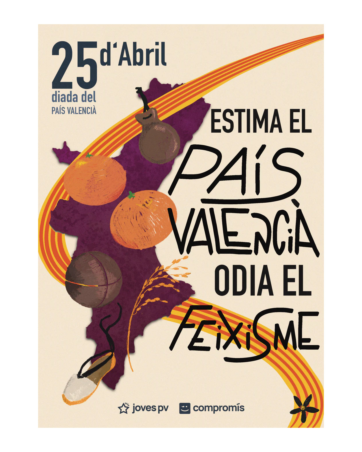 Làmina "Estima el País Valencià" per a la Diada del País Valencià 25 d'abril 2024