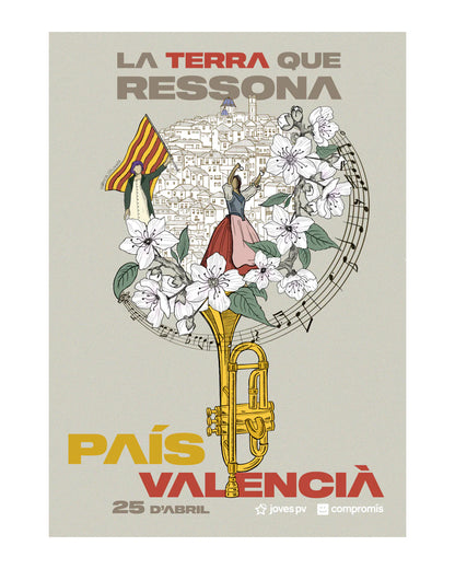 Làmina "La Terra Que Resona" per a la Diada del País Valencià 25 d'abril 2023